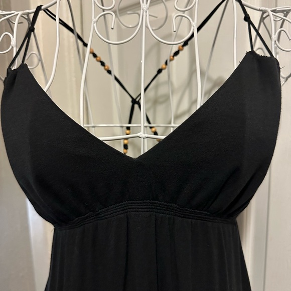 Vintage Cotton Wood Beaded Adjustable Straps Black Midi Dress - Picture 2 of 9